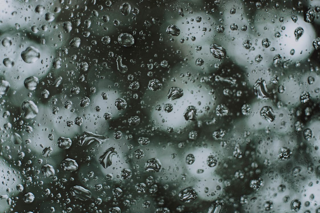 Wassertropfen, Glas, Regen, Dunkelgrün, Hintergrund