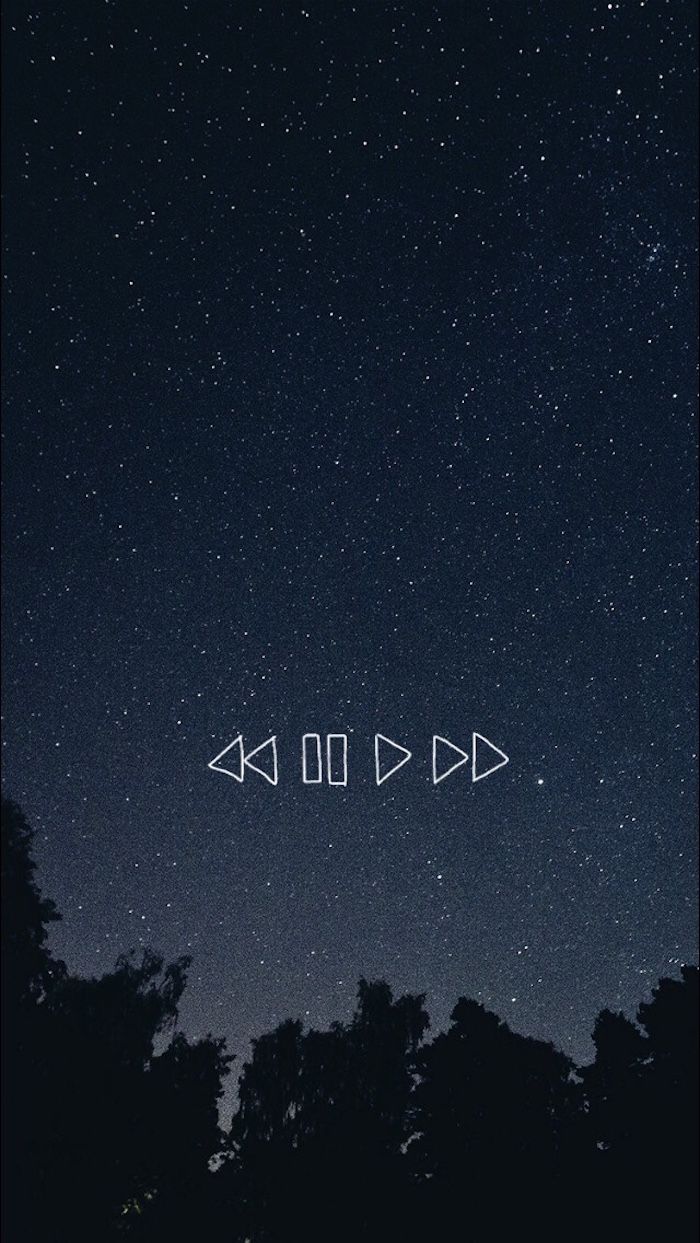 Sternenhimmel, Musiksteuerung, Nacht, Minimalistisch, Hintergrundbild für iPhone und Android