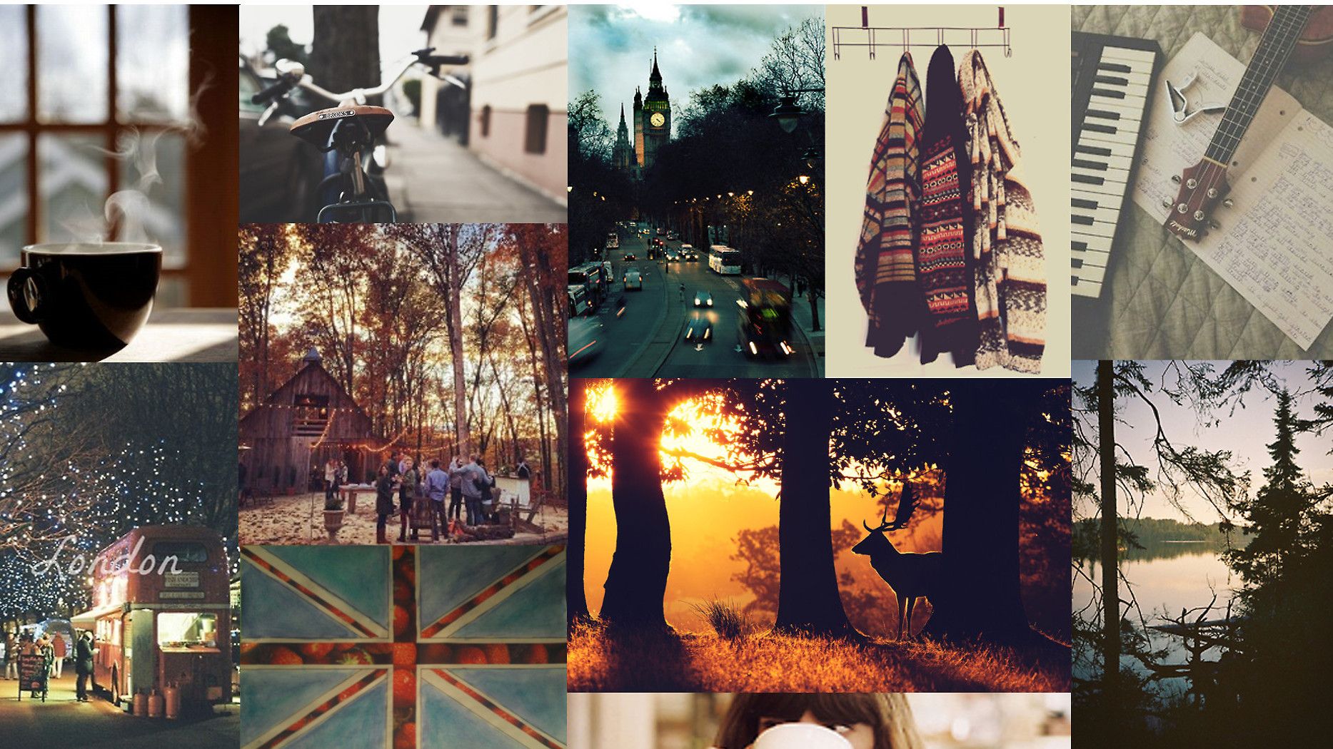 Collage, London, Union Jack, Herbst, Vintage, 16:9, HD-Hintergrundbild für den Desktop