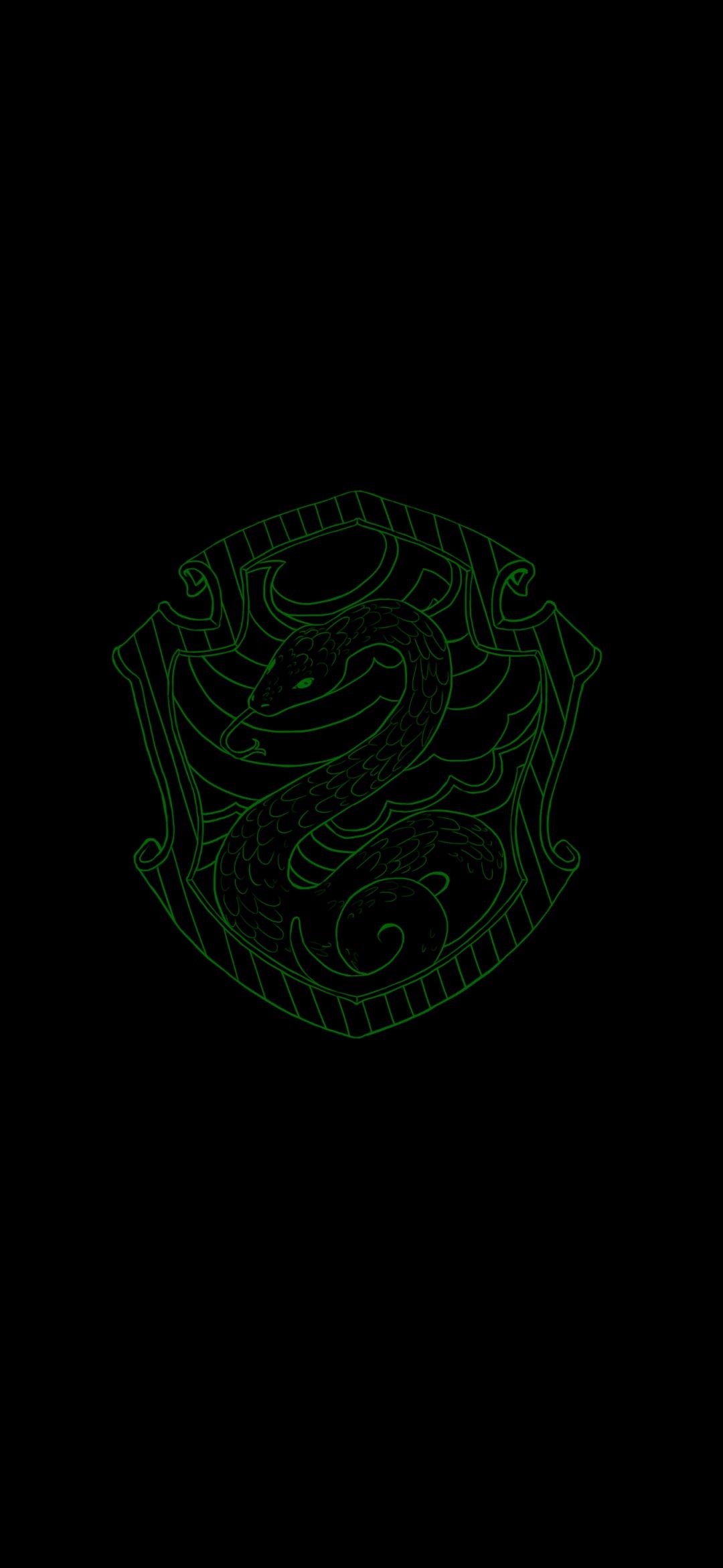 Slytherin, Harry Potter, Wappen, Schlange, Schwarzer Hintergrund, Sperrbildschirm fürs iPhone