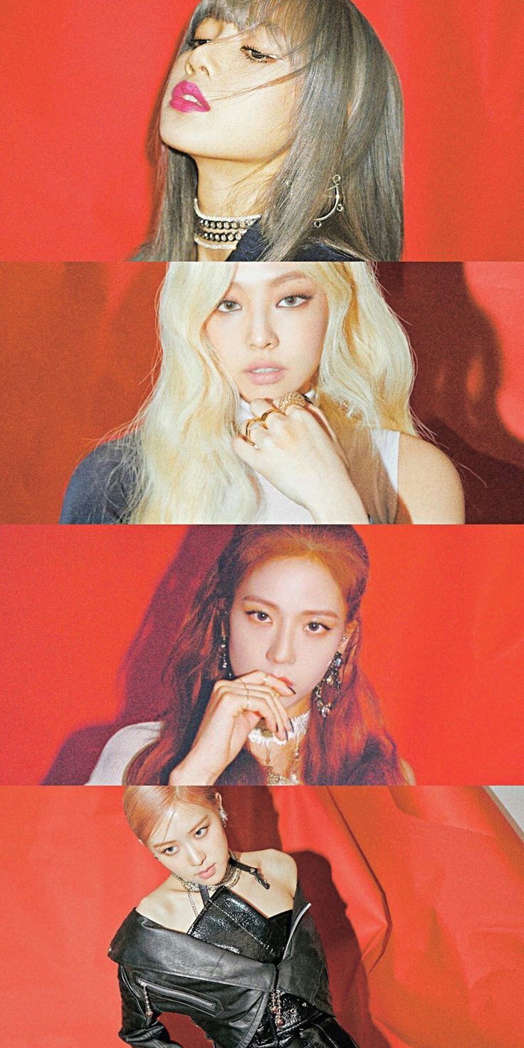 Blackpink, Lisa, Rosé, Jisoo, Jennie, Roter Hintergrund, Sperrbildschirm fürs iPhone