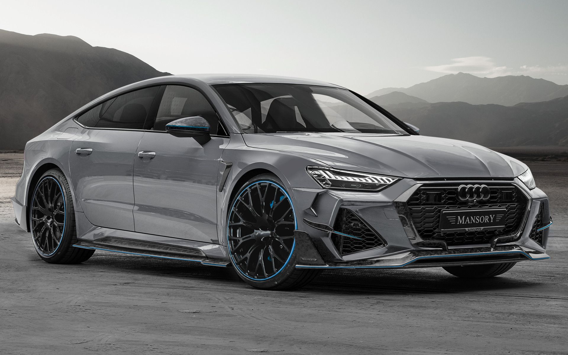 Audi RS7, Mansory, Tuning, Grau, Berge, 16:10, Full-HD-Hintergrundbild für den Desktop