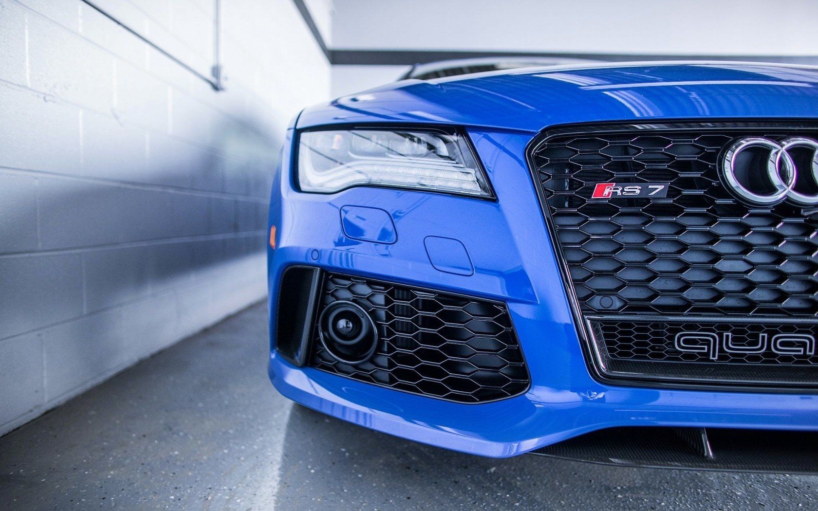 Audi RS7, Blau, Kühlergrill, Detailaufnahme, quattro, HD, Hintergrundbild für den PC