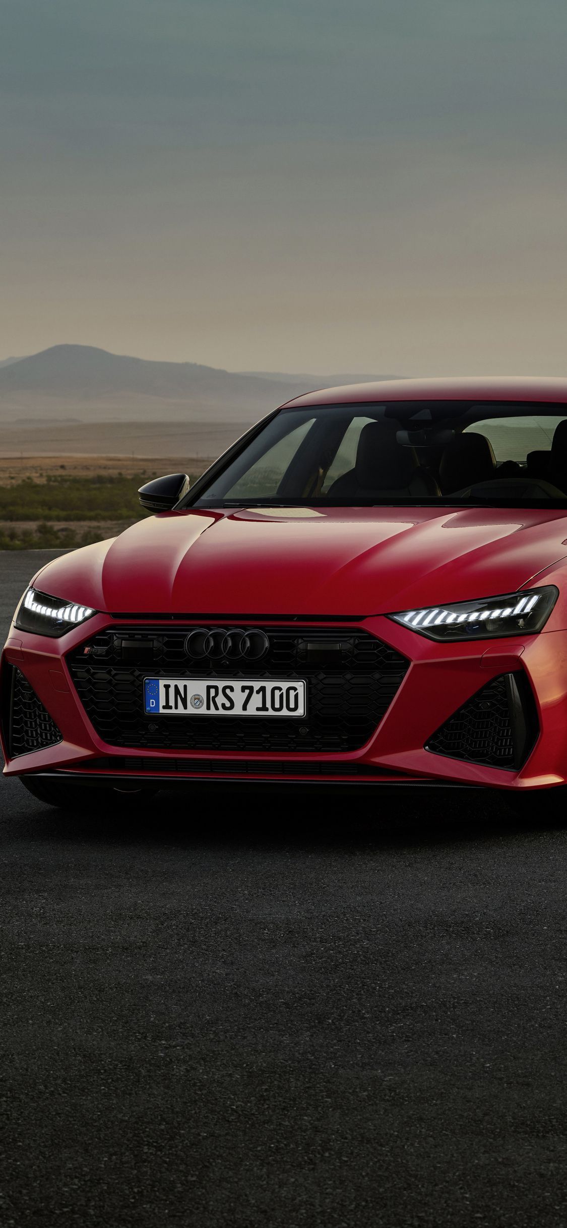 Audi RS7, Rot, Frontansicht, Abendlicht, Straße, Full HD, Hintergrundbild fürs Handy