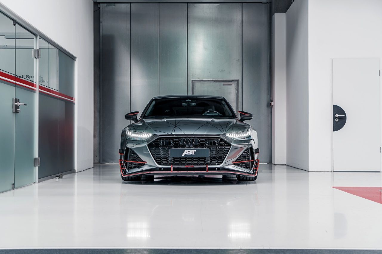 Audi RS7, ABT Sportsline, Grau, Weiße Halle, Frontansicht, HD, Windows-Hintergrundbild