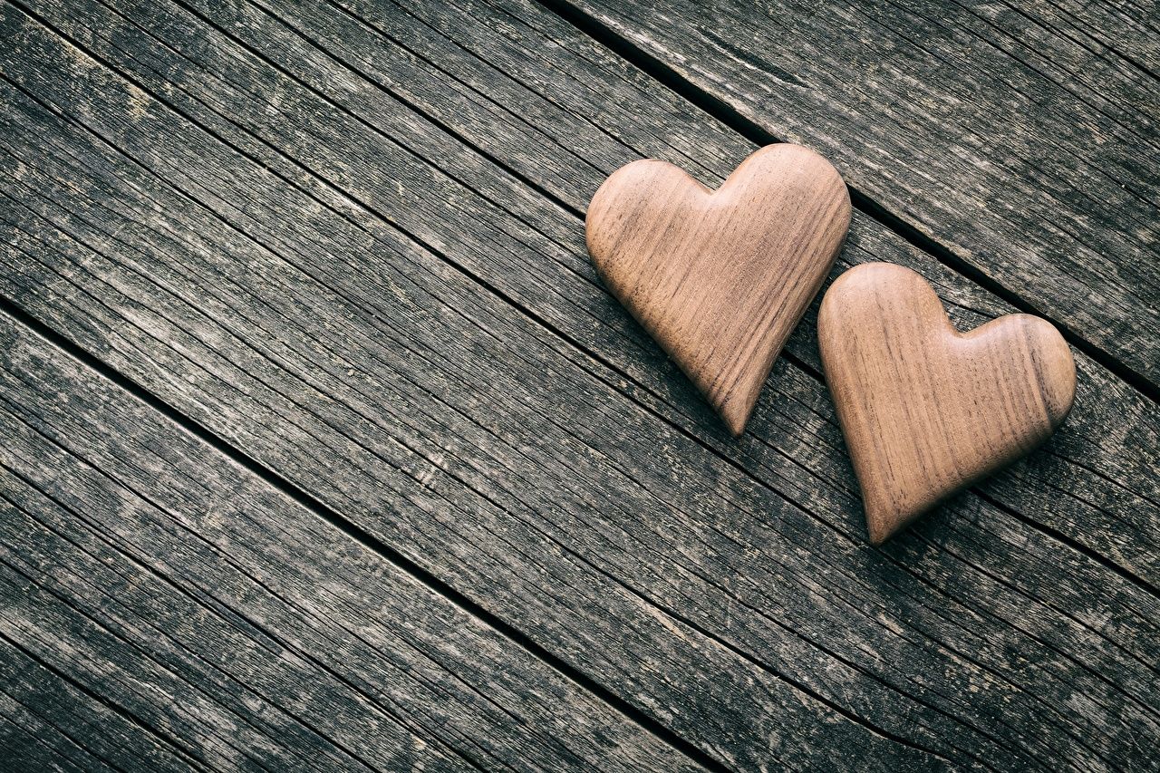 Holzherzen, Liebe, Graue Holzdielen, Verwittertes Holz, Romantisch, HD, Windows-Hintergrundbild