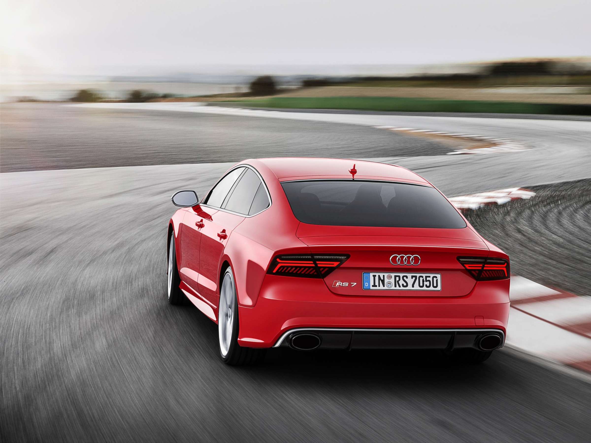 Audi RS7, Rot, Heckansicht, Rennstrecke, Bewegungsunschärfe, Full HD, iPad-Hintergrundbild