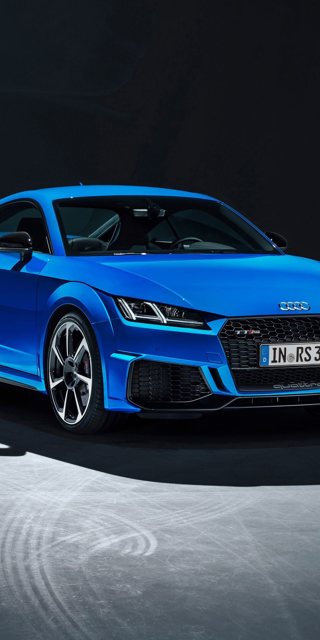 Audi TT RS, Blau, Studio, Frontansicht, Detailaufnahme, Full HD, Sperrbildschirm fürs iPhone