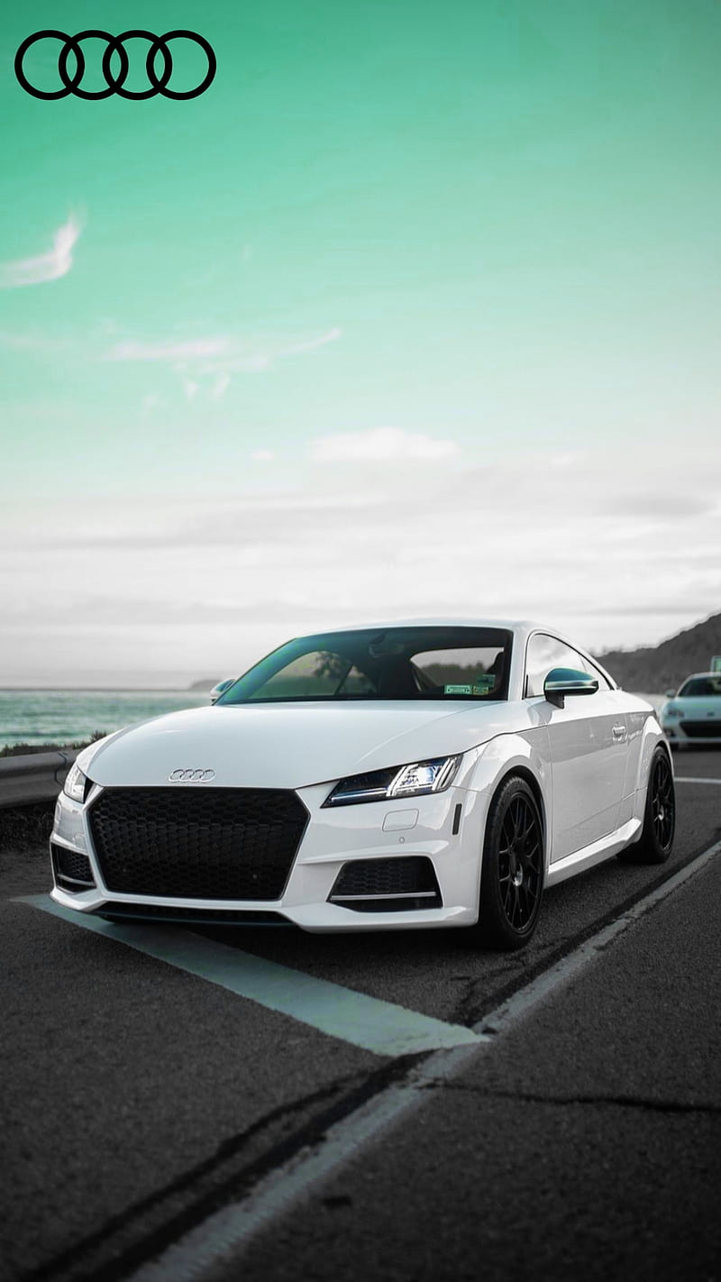 Audi TT, Weiß, Audi-Logo, Türkis, Frontansicht, HD, Sperrbildschirm fürs iPhone