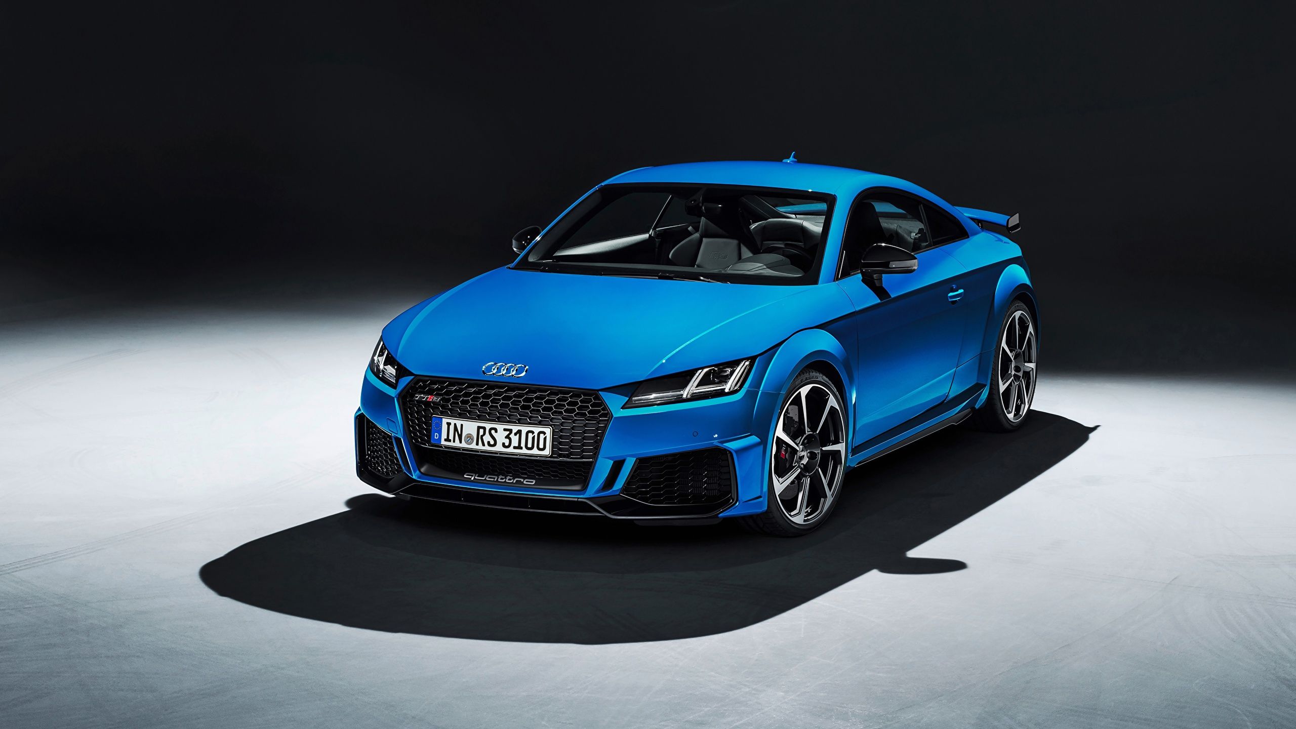 Audi TT RS, Blau, Studio, Dunkel, Coupé, 2K, Hintergrundbild für den PC