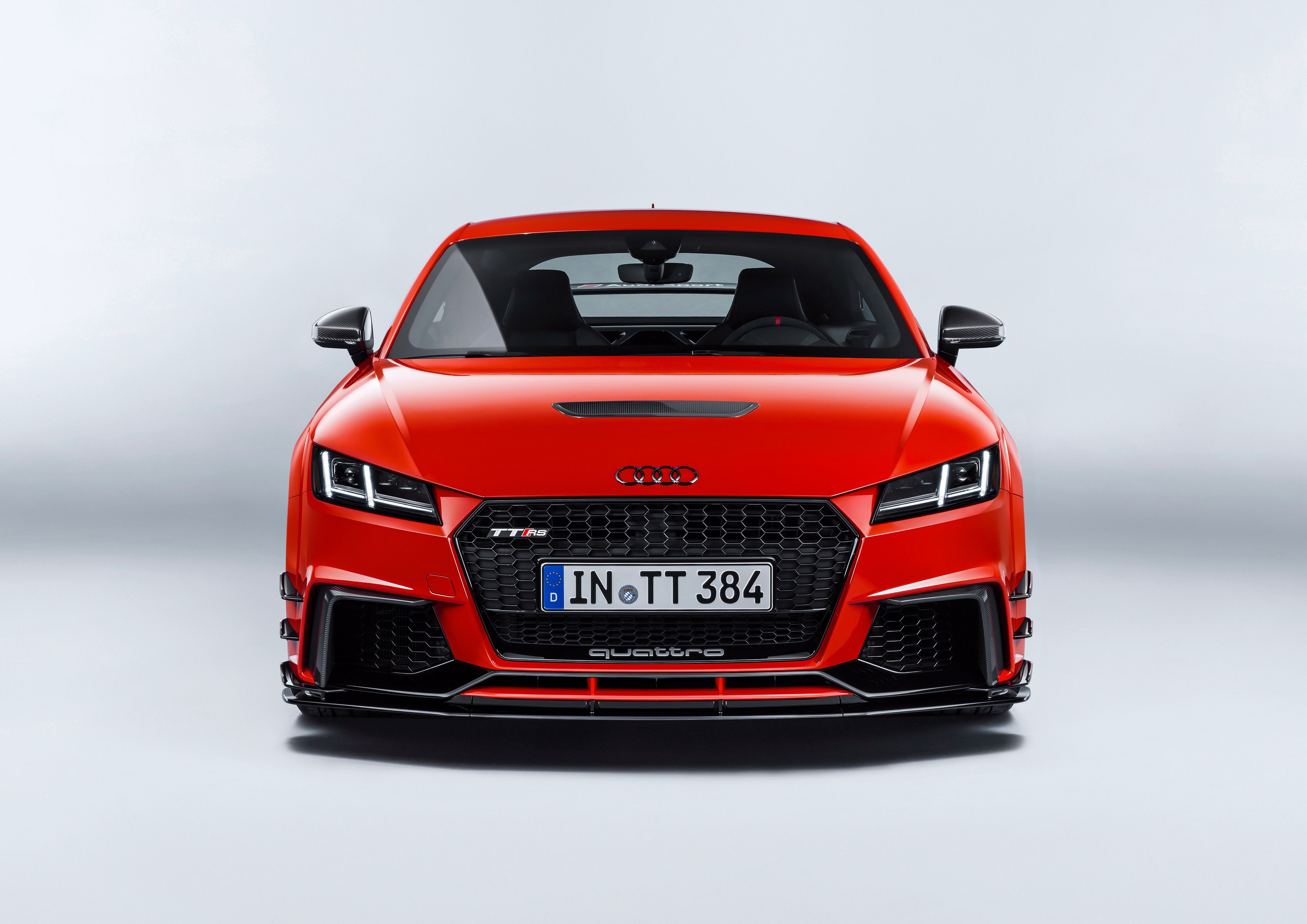 Audi TT RS, Rot, Studio, Frontansicht, Weißer Hintergrund, 4K Wallpaper
