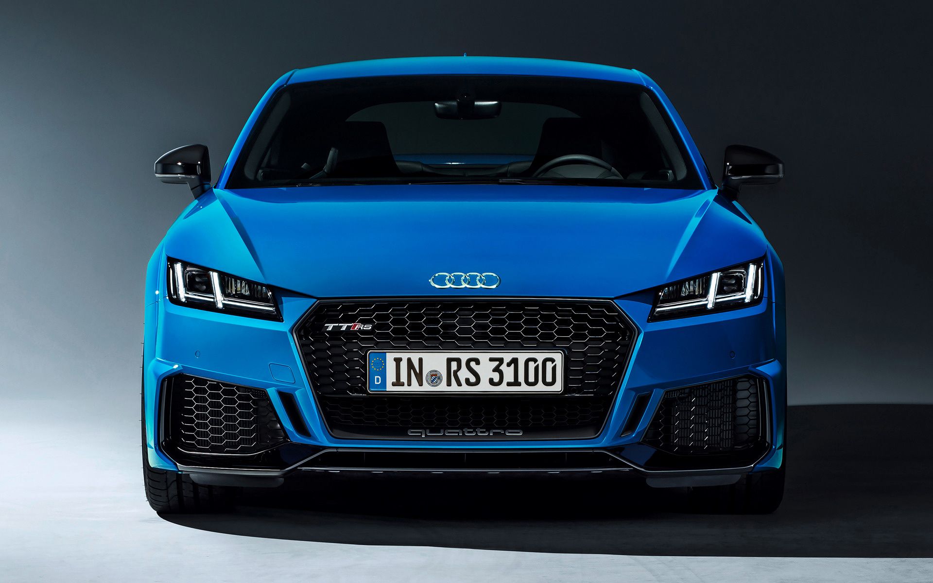 Audi TT RS, Blau, Kühlergrill, Frontansicht, Dunkel, 16:10, Full-HD-Hintergrundbild für den Desktop