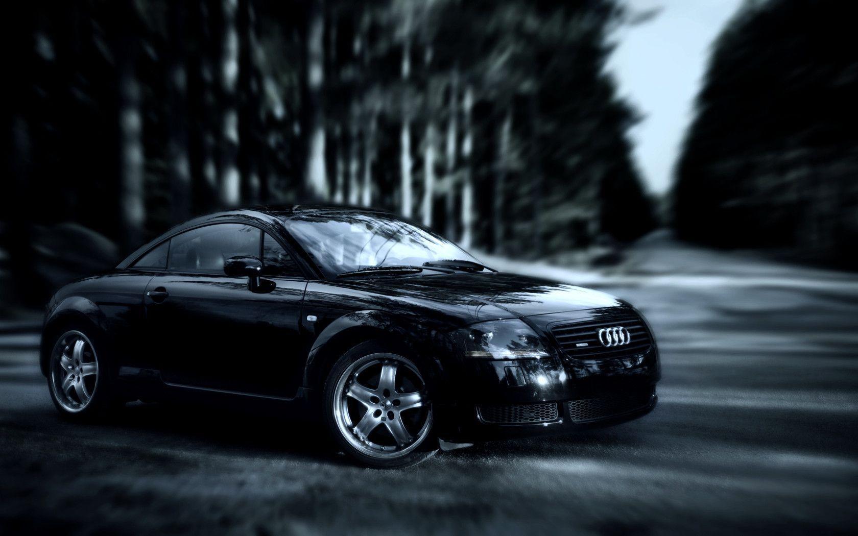 Audi TT, Schwarz, Wald, Bewegungsunschärfe, Dunkel, 16:10, HD-Hintergrundbild für den Desktop