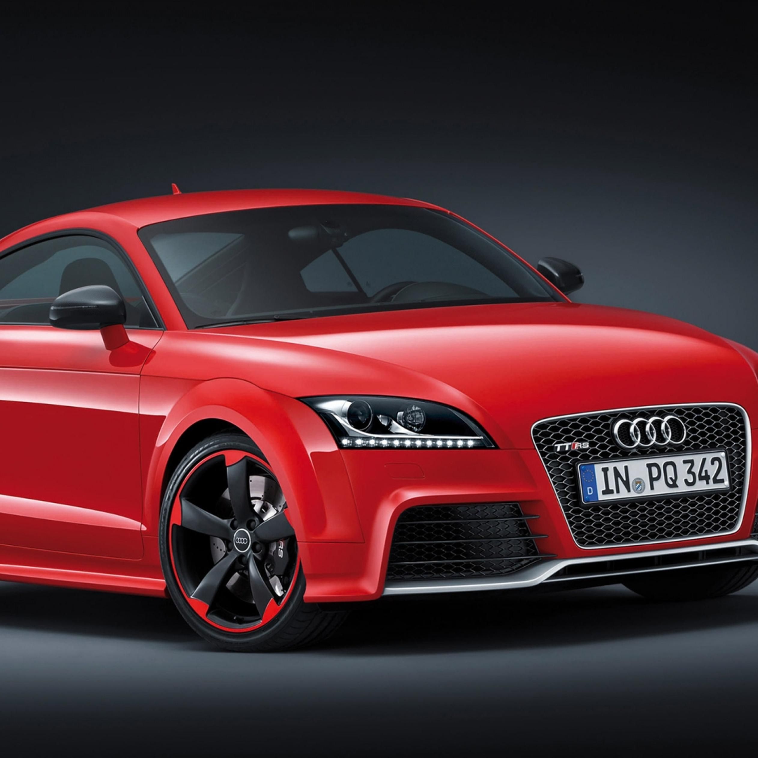 Audi TT RS, Rot, Frontansicht, Schwarzer Hintergrund, Detailaufnahme, Full HD Wallpaper