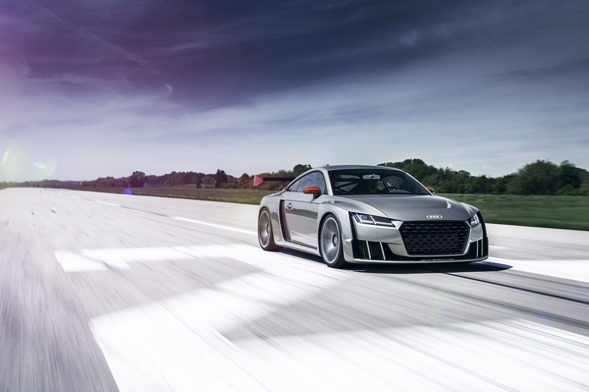 Audi TT clubsport turbo, Konzeptauto, Silber, Rollbahn, Bewegungsunschärfe, Hintergrund