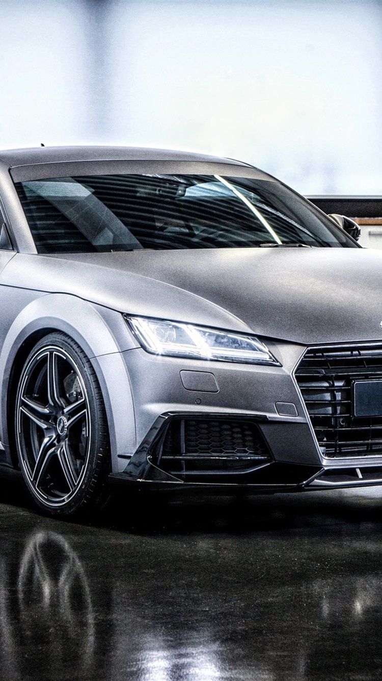 Audi TT, Silber, Frontansicht, Spiegelung, Detailaufnahme, HD, iPhone-Hintergrundbild