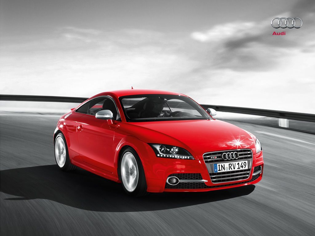 Audi TT, Rot, Fahraufnahme, Schwarz-Weiß, Bewegungsunschärfe, Hintergrundbild fürs Tablet