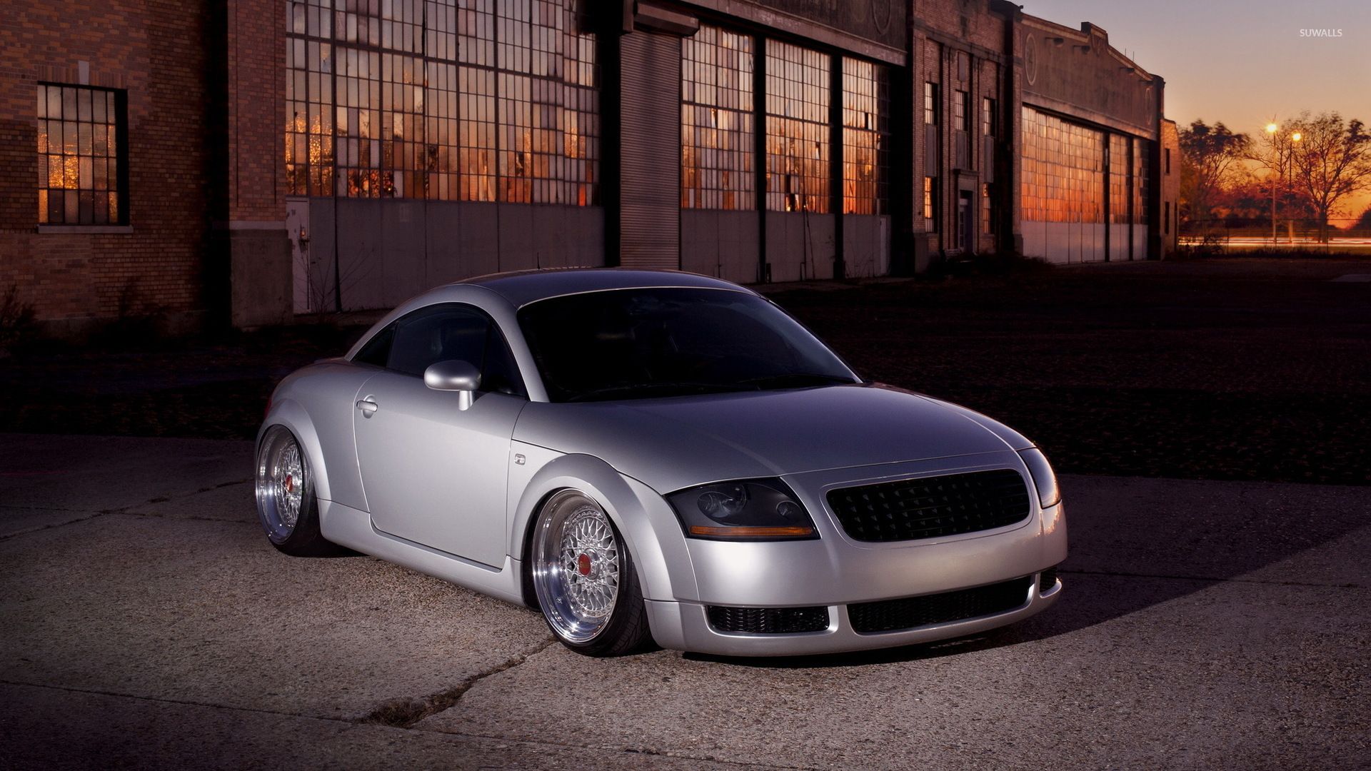 Audi TT 8N, Silber, Tieferlegung, Fabrikhalle, Sonnenuntergang, 1920x1080, PC-Hintergrundbild