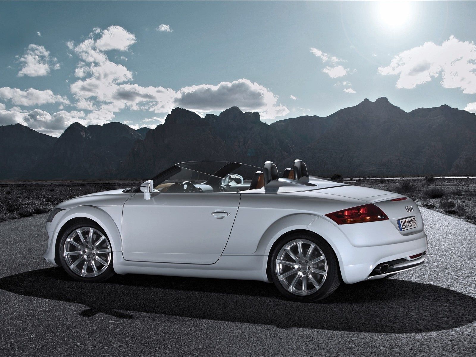 Audi TT Roadster, Silber, Cabrio, Berge, Heckansicht, HD, Hintergrundbild fürs Tablet