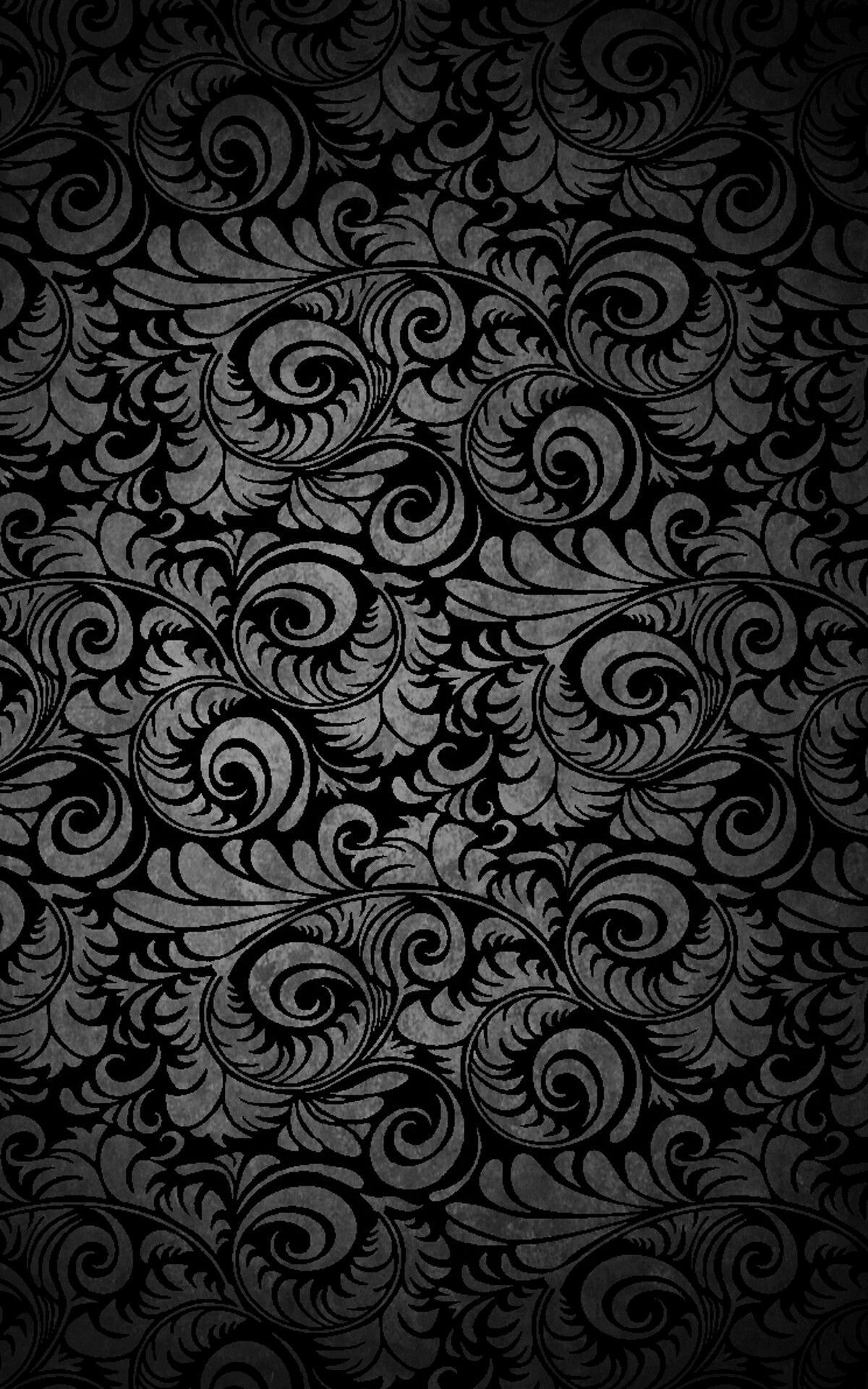 Paisley-Muster, Ornamente, Schwarz-Grau, Textur, Dunkel, Full HD, Handy-Hintergrund