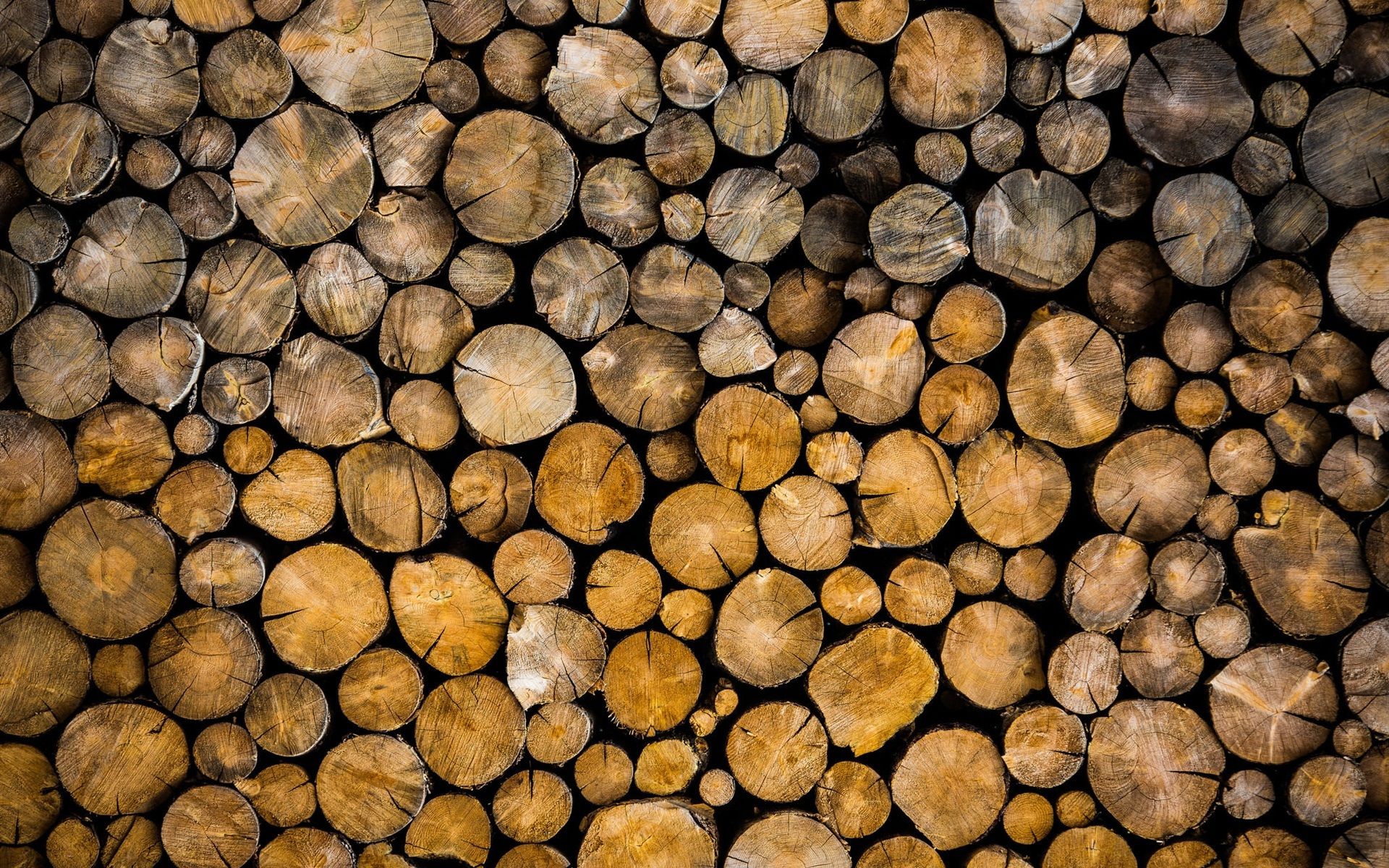 Holzstapel, Brennholz, Baumscheiben, Holzscheite, Braun, Full HD, MacBook-Hintergrundbild