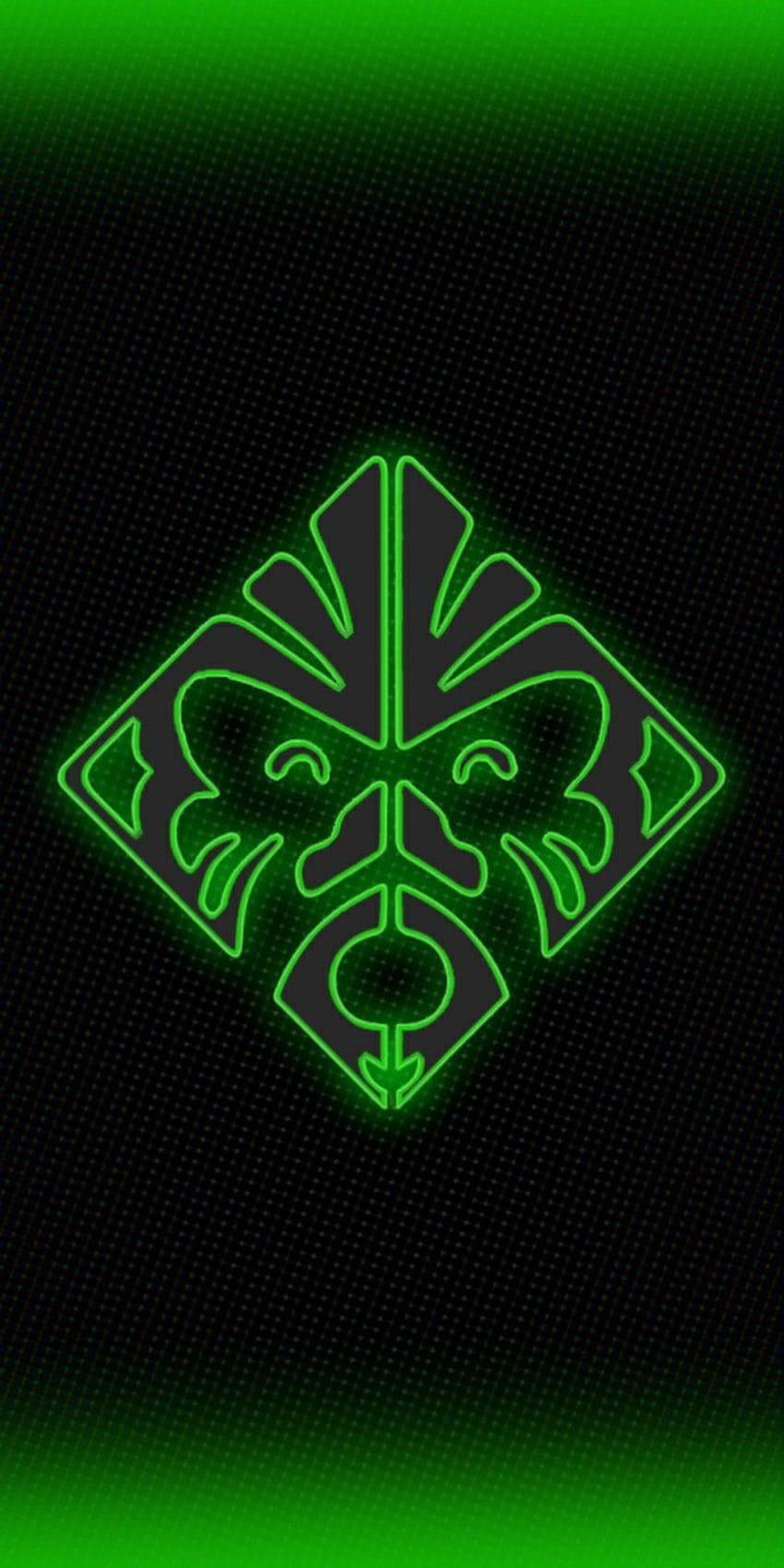 Maske, Neongrün, Symbol, Schwarzer Hintergrund, Geometrisch, Sperrbildschirm fürs iPhone