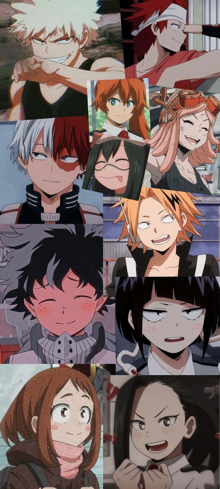 Shoto Todoroki, Katsuki Bakugo, Ochaco Uraraka, Izuku Midoriya, My Hero Academia, Collage, Anime, iPhone-Hintergrundbild