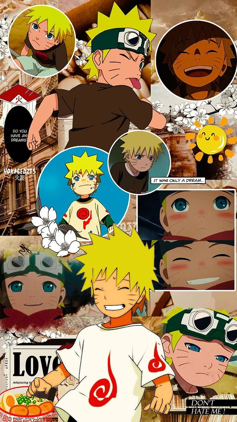 Naruto Uzumaki, Collage, Sticker, Love, HD, Handy-Hintergrund im Hochformat