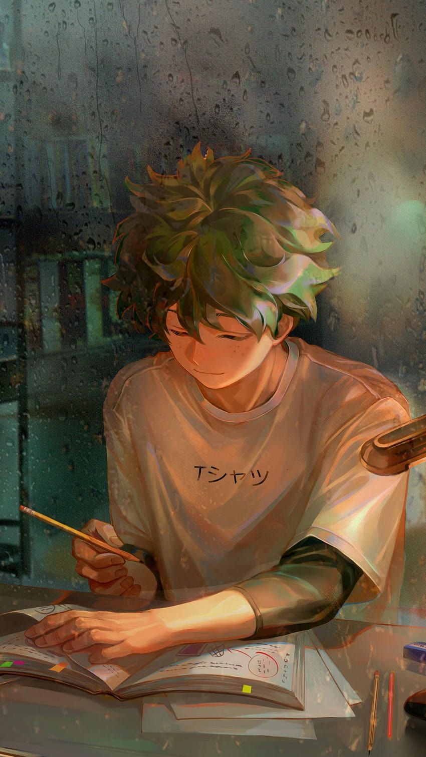 Izuku Midoriya, My Hero Academia, Zeichnen, Fan-Art, Abend, HD, iPhone-Hintergrundbild