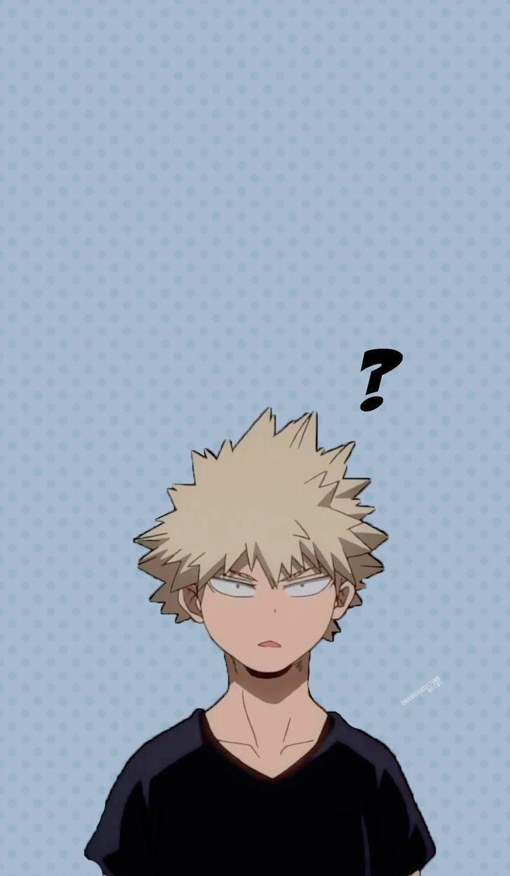 Katsuki Bakugo, My Hero Academia, Fragezeichen, Blauer Hintergrund, Anime, Sperrbildschirm fürs iPhone