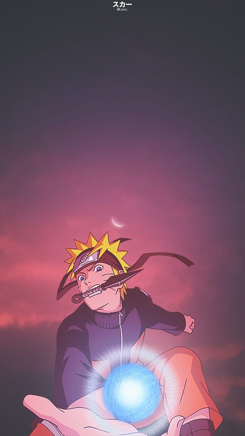 Naruto Uzumaki, Rasengan, Rote Dämmerung, Leuchten, HD, Handy-Hintergrund im Hochformat