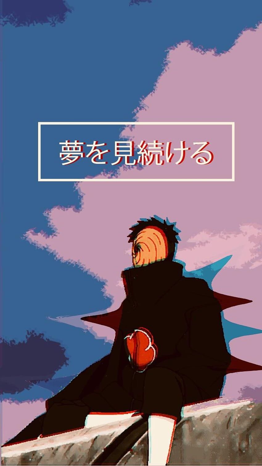 Obito Uchiha, Tobi, Akatsuki, Japanische Schrift, Wolken, Android-Hintergrundbild