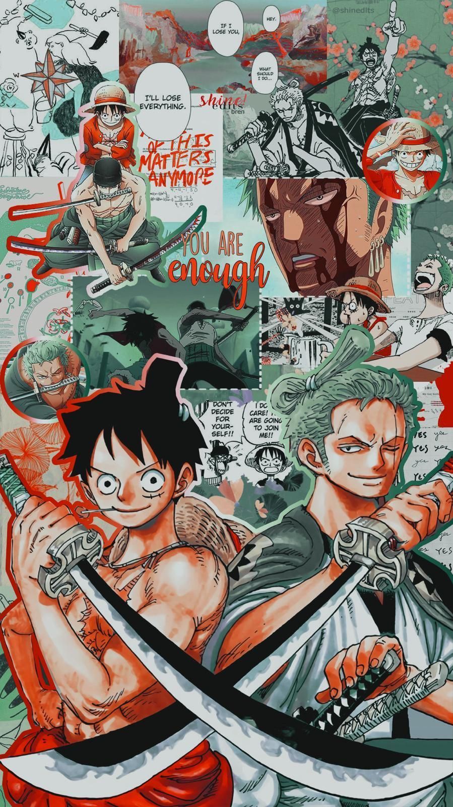 Monkey D. Ruffy, Lorenor Zorro, One Piece, Collage, Manga, HD, Handy-Hintergrundbild