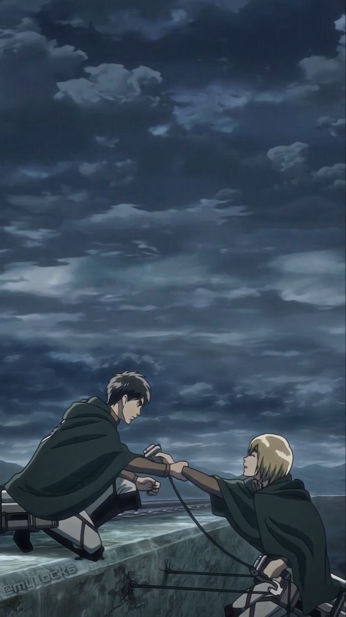 Eren Jäger, Armin Arlert, Attack on Titan, Mauer, Wolken, Sperrbildschirm fürs iPhone