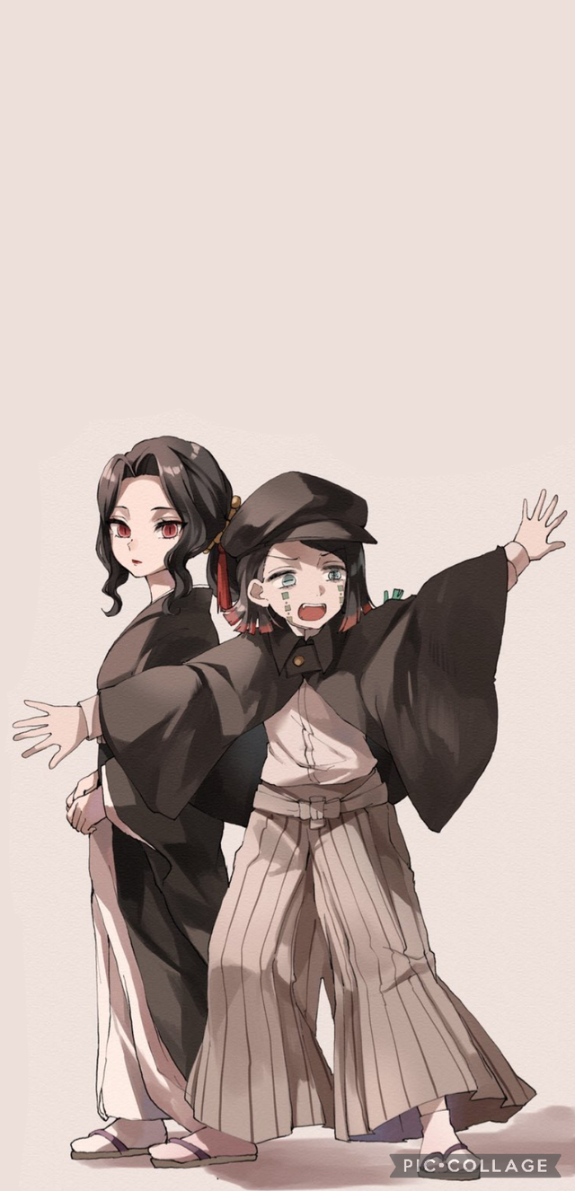Demon Slayer, Kimono, Umarmung, Beige, Anime, Hintergrundbild für iPhone und Android