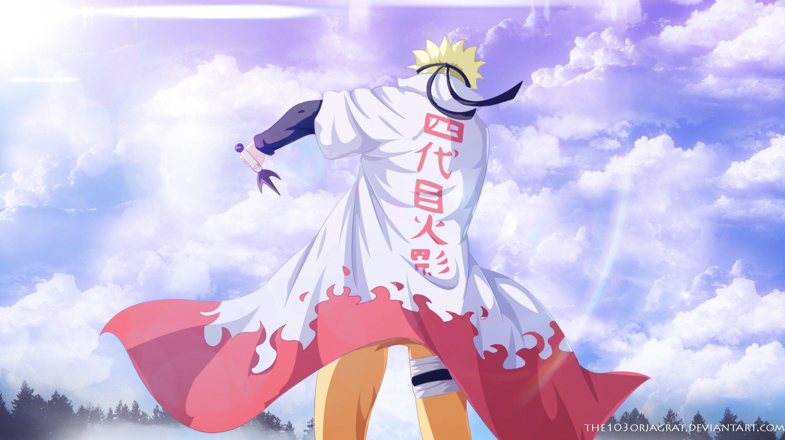 Naruto Uzumaki, Hokage-Mantel, Himmel, Wolken, Full HD, Desktop-Hintergrund für Windows