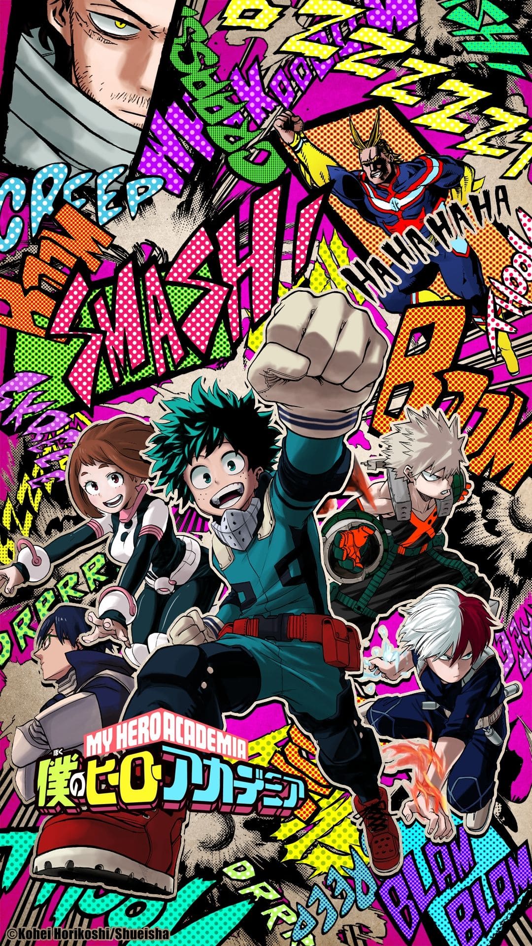 Izuku Midoriya, Katsuki Bakugo, My Hero Academia, Comic-Stil, Bunt, Manga, Full HD, Handy-Hintergrund