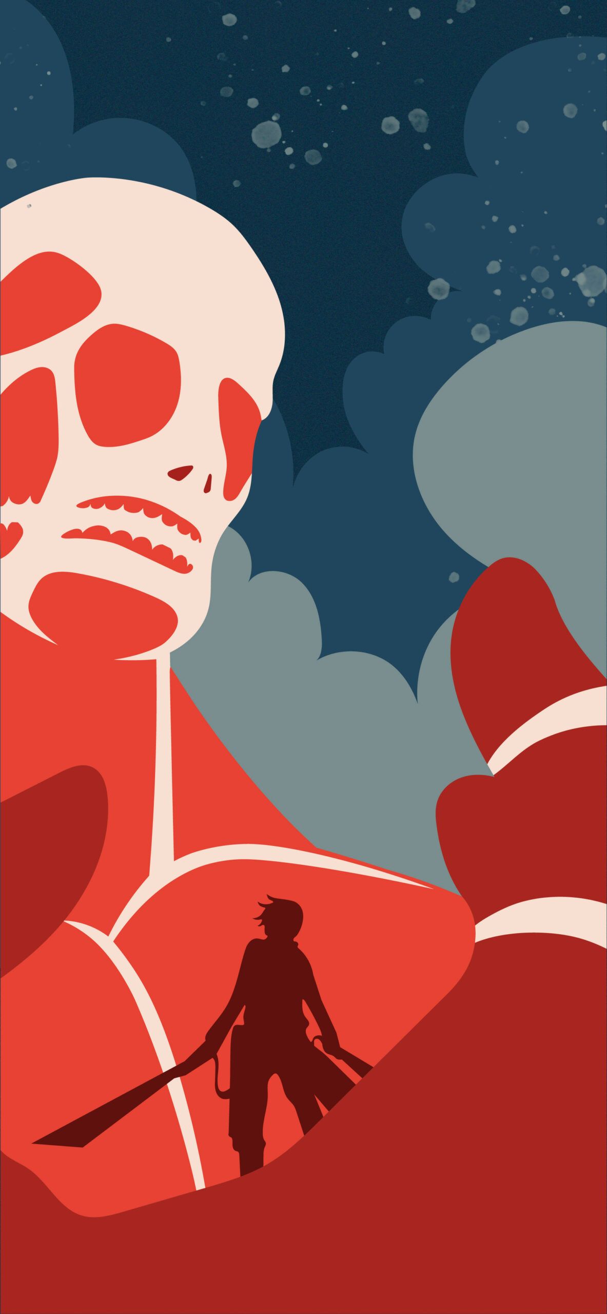 Kolossaler Titan, Attack on Titan, Rot, Flaches Design, Minimalistisch, Full HD, Handy-Hintergrundbild