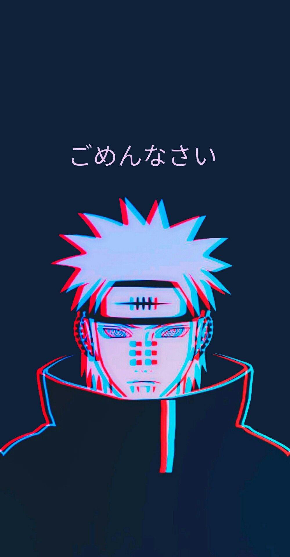 Pain, Naruto, Rinnegan, Japanische Schrift, Dunkelblau, HD, Hintergrundbild fürs Handy