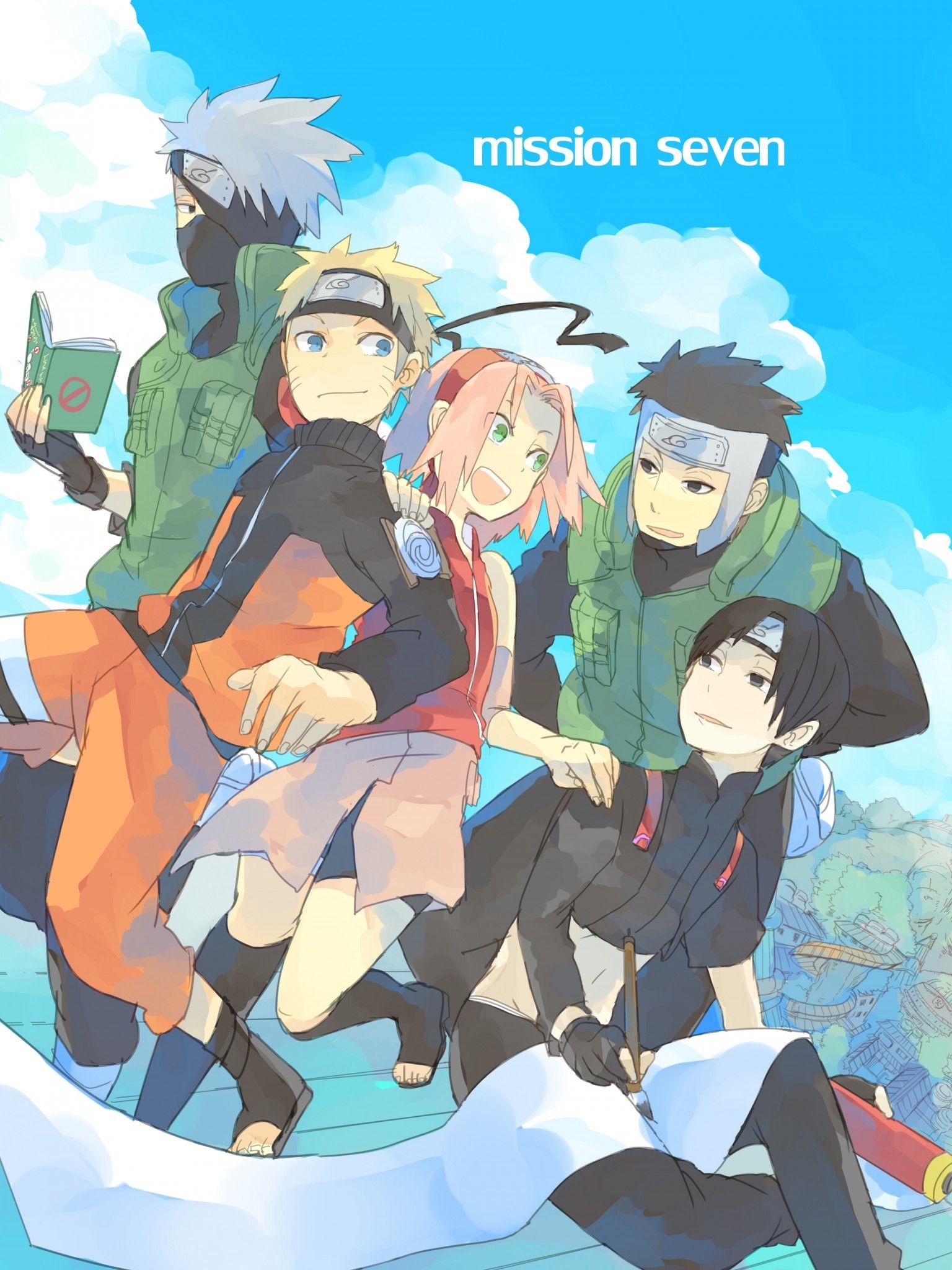 Team 7, Naruto Uzumaki, Sakura Haruno, Kakashi Hatake, Sai, Mission, Hintergrundbild fürs Tablet