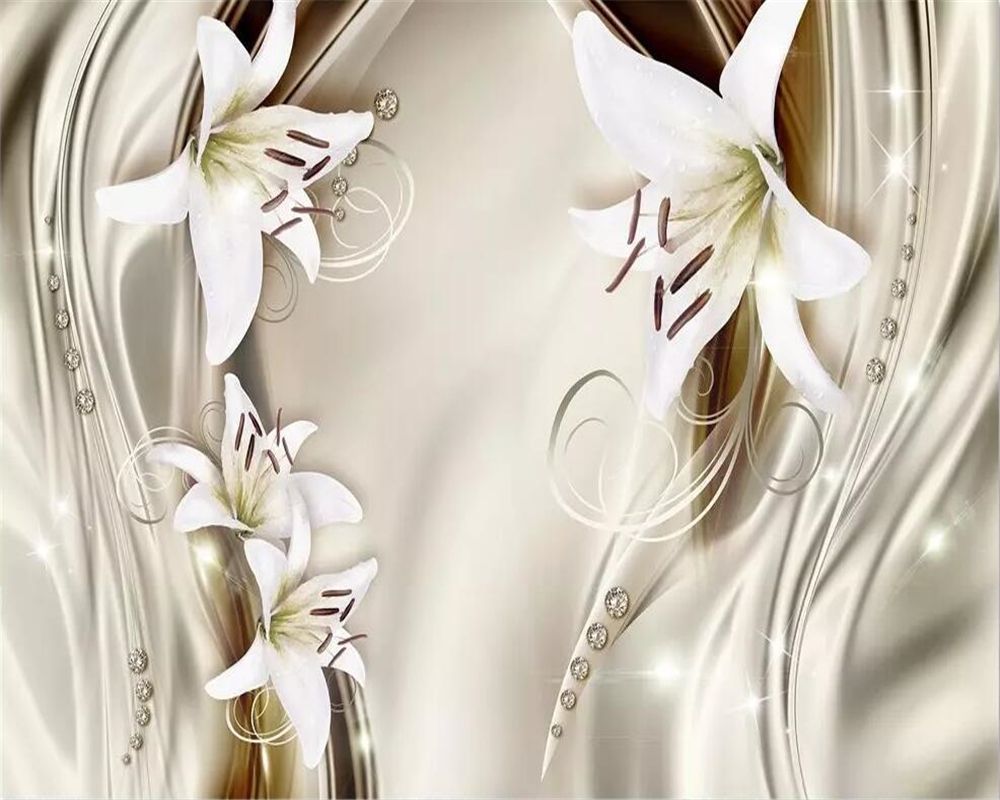 Lilien, Weiße Blumen, 3D, Perlen, Elegant, Hintergrundbild