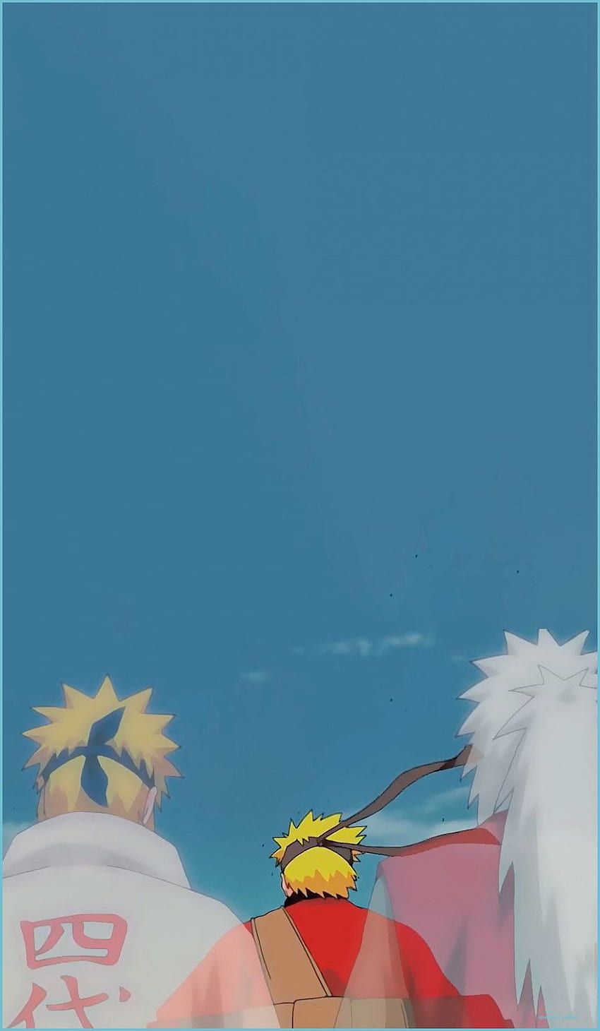 Naruto Uzumaki, Jiraiya, Rückansicht, Blaugrün, Minimalistisch, HD, Handy-Hintergrundbild