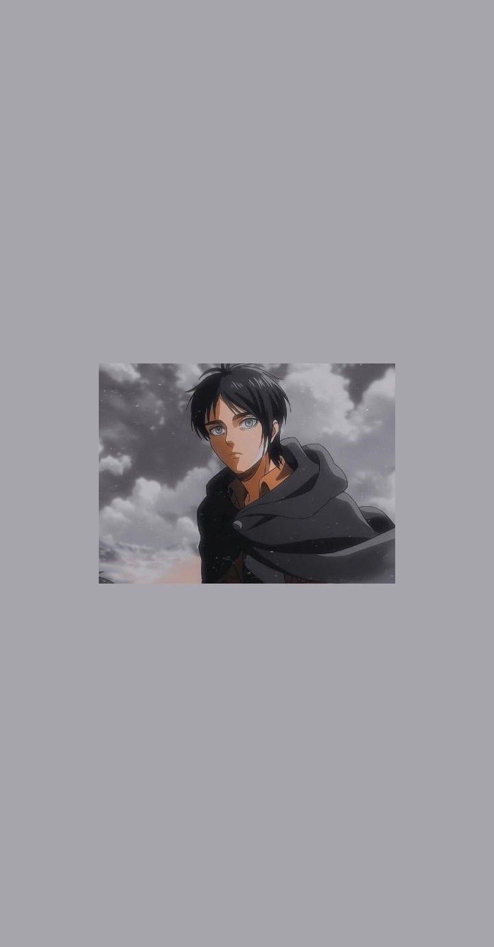 Eren Jäger, Attack on Titan, Grau, Minimalistisch, Hintergrundbild für iPhone und Android