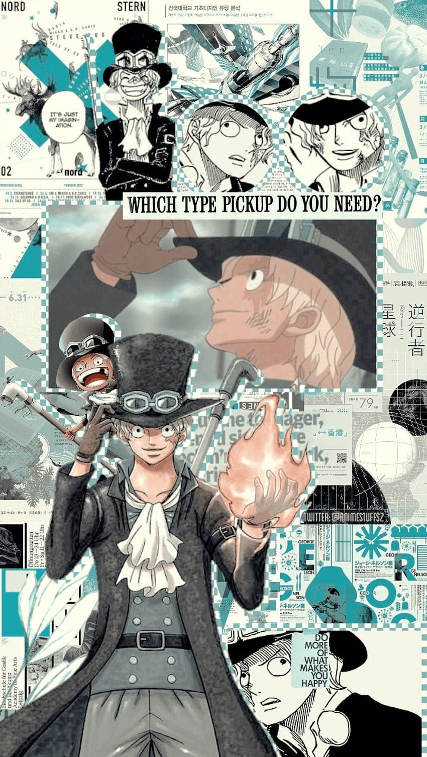 Sabo, One Piece, Collage, Manga, Türkis, Hochformat, Hintergrundbild fürs Smartphone