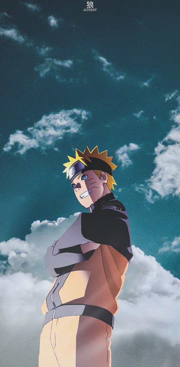 Naruto Uzumaki, Wolken, Himmel, Dunkelblau, Hintergrundbild für iPhone und Android