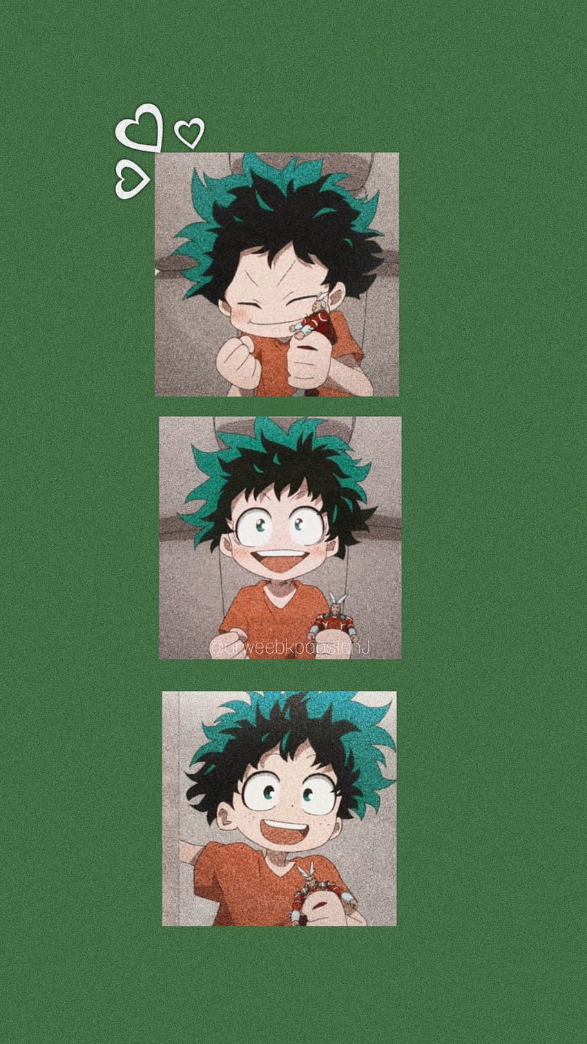 Izuku Midoriya, My Hero Academia, Grüner Hintergrund, Minimalistisch, Lächeln, Sperrbildschirm