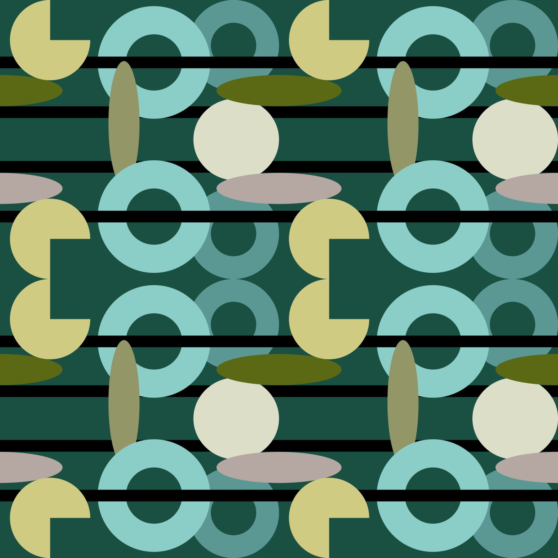 Geometrisches Muster, Kreise, Retro, Grün und Türkis, Muster, Full HD, iPad-Hintergrundbild