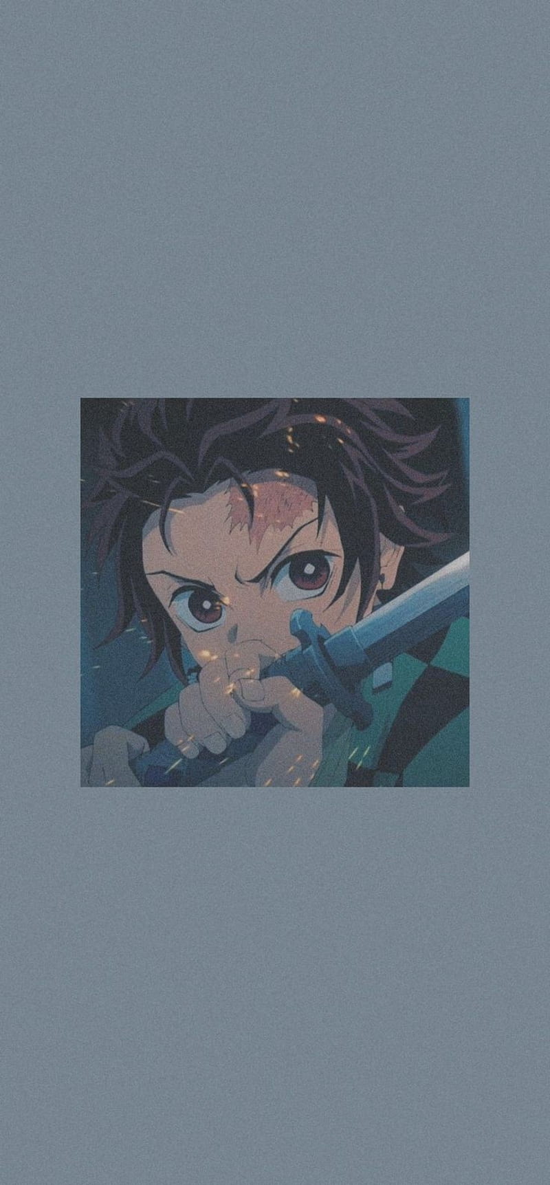 Tanjiro Kamado, Demon Slayer, Graublau, Minimalistisch, HD, Handy-Hintergrund im Hochformat