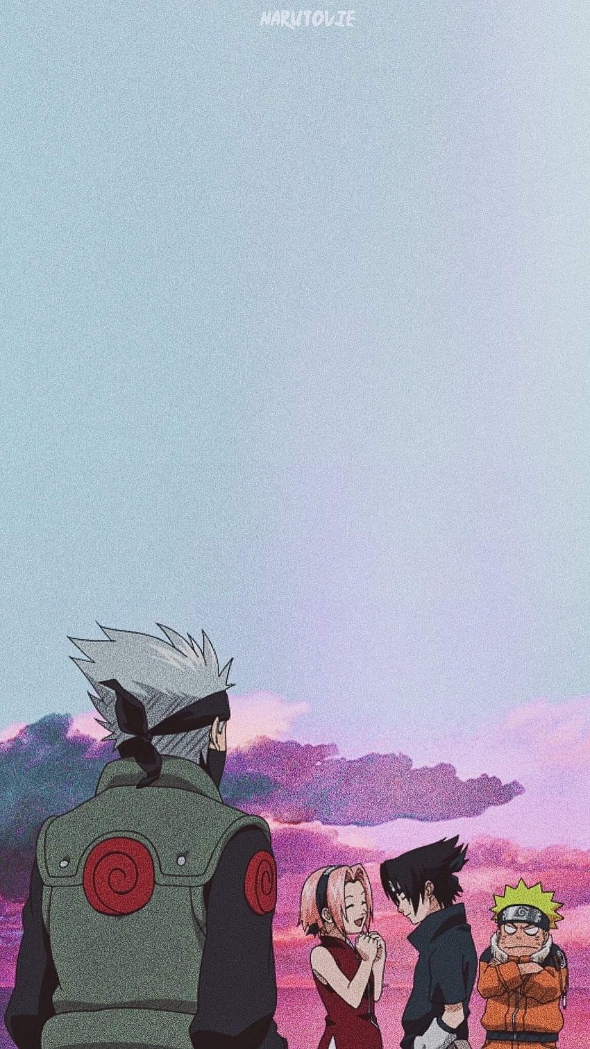 Kakashi Hatake, Team 7, Pastellfarben, Rückansicht, HD, Sperrbildschirm fürs iPhone