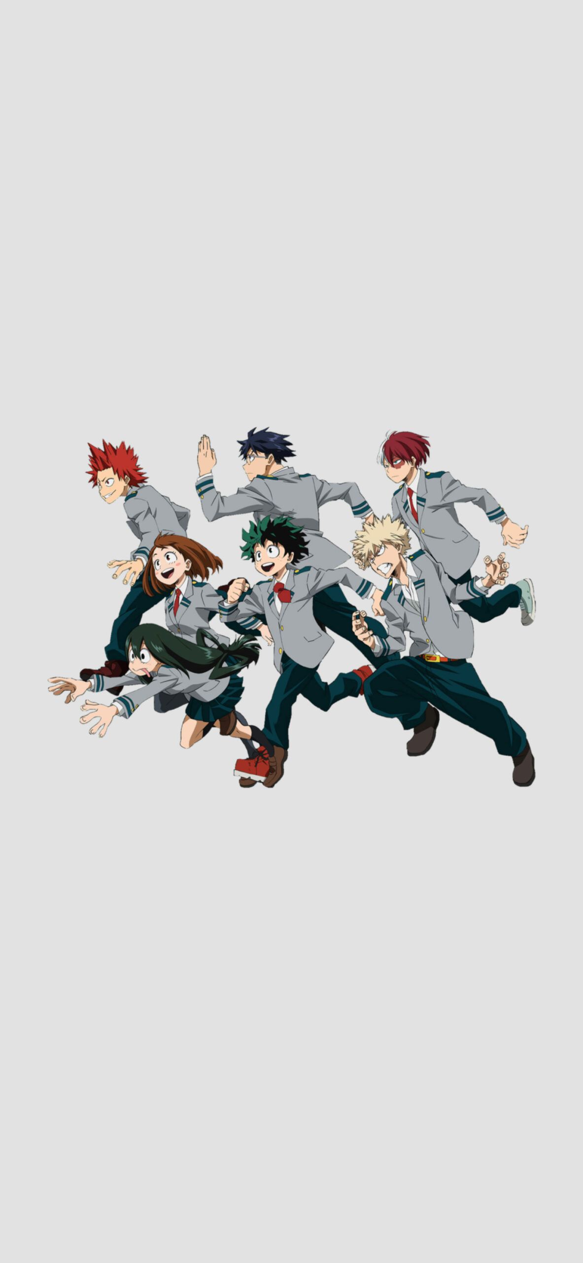 Izuku Midoriya, Katsuki Bakugo, Shoto Todoroki, My Hero Academia, Chibi, Grauer Hintergrund, Sperrbildschirm